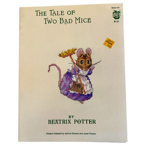 Tale of Two Bad Mice Cross Stitch Book #541 Beatrix Potter Vintage Green Apple